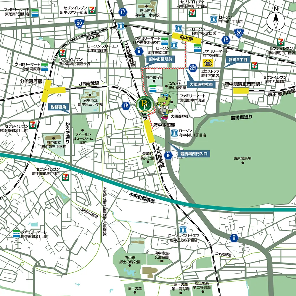 レックテニススクール府中の付近地図