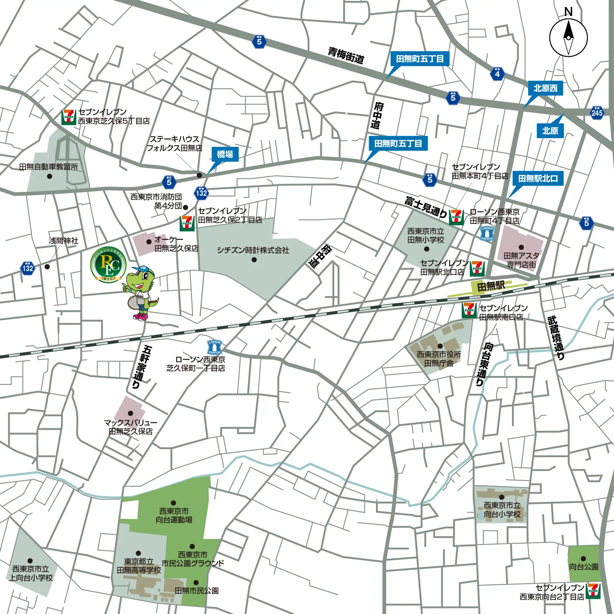 レックインドアテニススクール西東京の付近地図